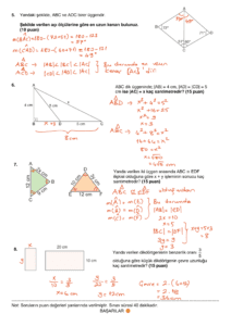 8.Sınıf Matematik 2.Dönem 2.Yazılı Soruları