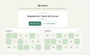Tambala – Tam Sayılarla Dört İşlem Bingo Oyunu